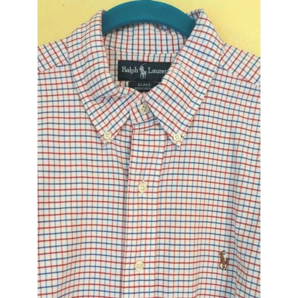 Polo Ralph Lauren Blake Men's XL Button Down Blue Red White Plaid Brown Pony - Picture 4 of 8